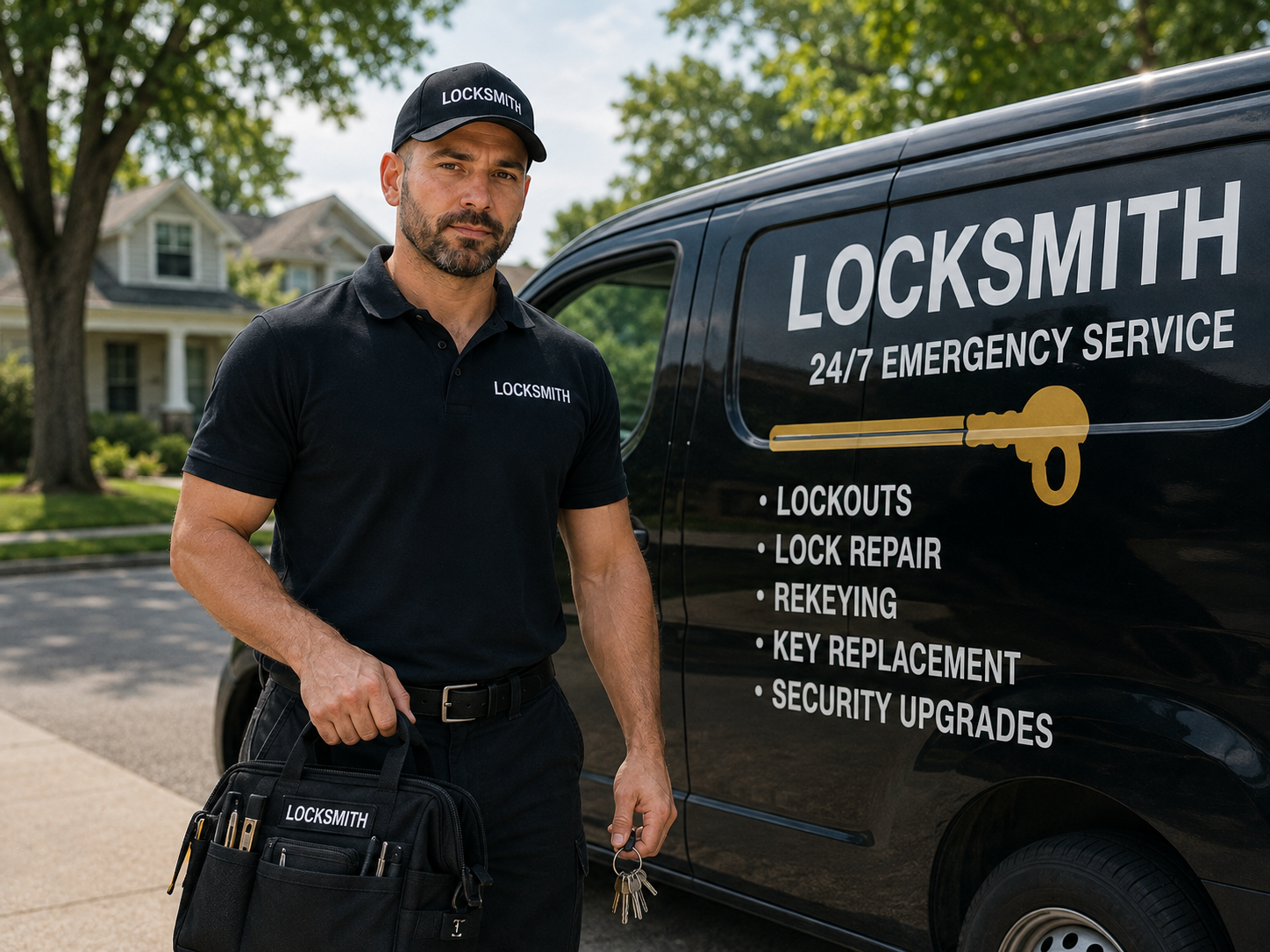 Professional locksmith technician ready for 24/7 emergency service