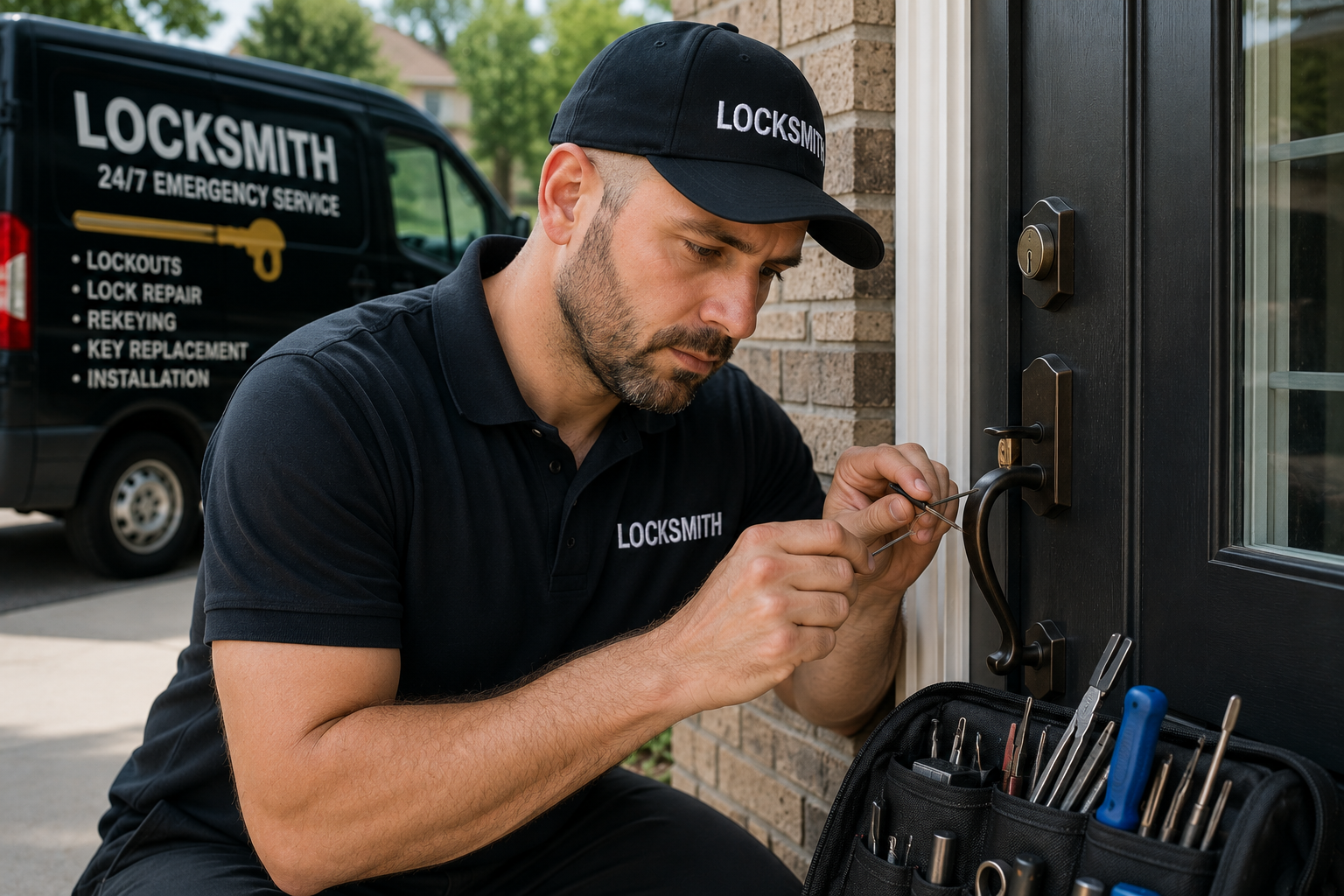 Modern smart lock installation for residential home security
