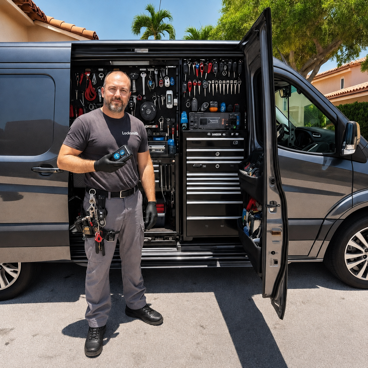 Locksmith tools and equipment for lock repair and maintenance